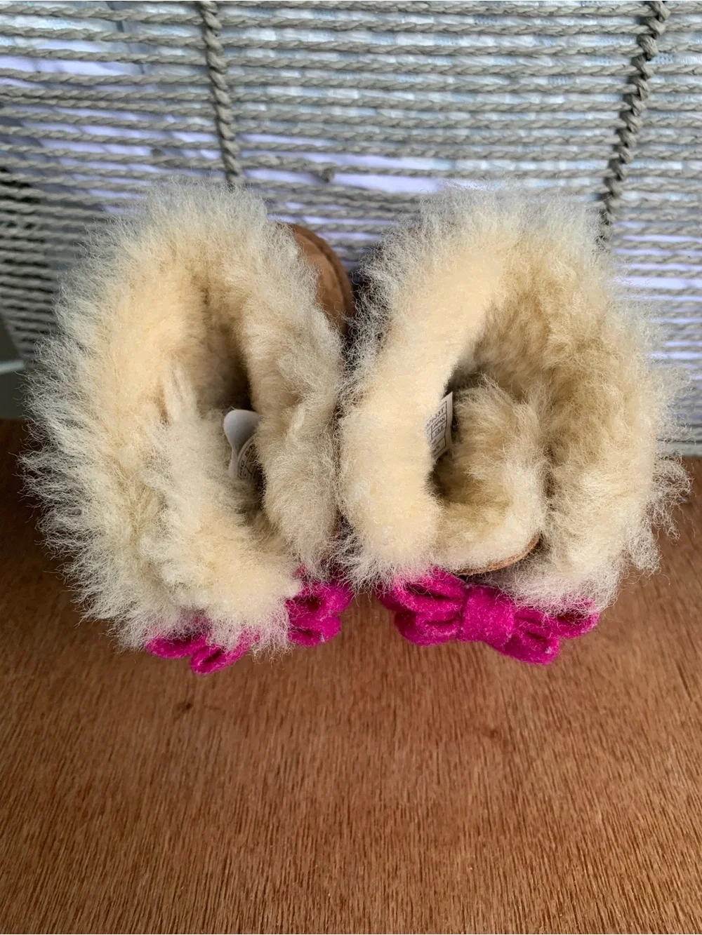 UGG Toddler Bailey Bow ll Chestnut Hot Pink Boots Size 6